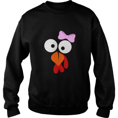 Turkey Face Girl Pink Bow T ShirtFunny Thanksgiving Tee sweatshirt