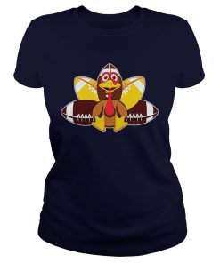 TurkeyFootball Funny Thanksgiving Gobble Ladies Tee