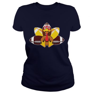 TurkeyFootball Funny Thanksgiving Gobble Ladies Tee