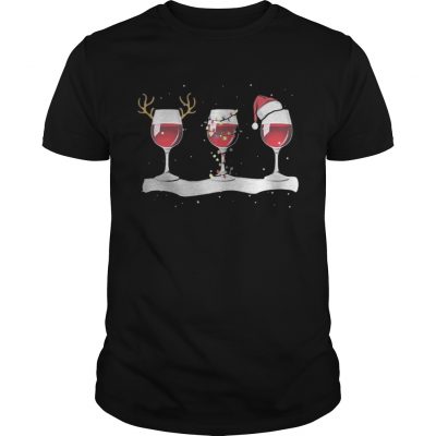 Wine glass Christmas of reindeer lights and Santa hat Guys