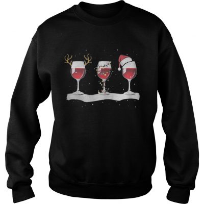 Wine glass Christmas of reindeer lights and Santa hat Sweatshirt