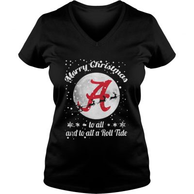 Alabama Crimson Tide Merry Christmas To All And To All A Roll Tide VNeck