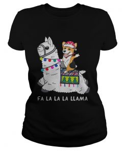  Baby Corgi and Fa la la la llama christmas Ladies Tee