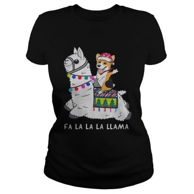  Baby Corgi and Fa la la la llama christmas Ladies Tee