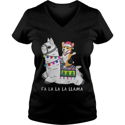  Baby Corgi and Fa la la la llama christmas VNeck