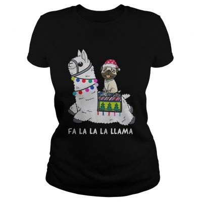 Baby Pug and Fa la la la llama christmas Ladies Tee