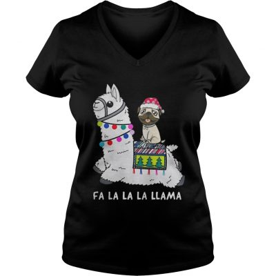 Baby Pug and Fa la la la llama christmas VNeck