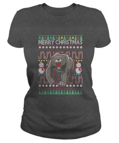 Bear Merry Christmas Ladies Tee