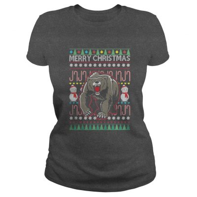 Bear Merry Christmas Ladies Tee