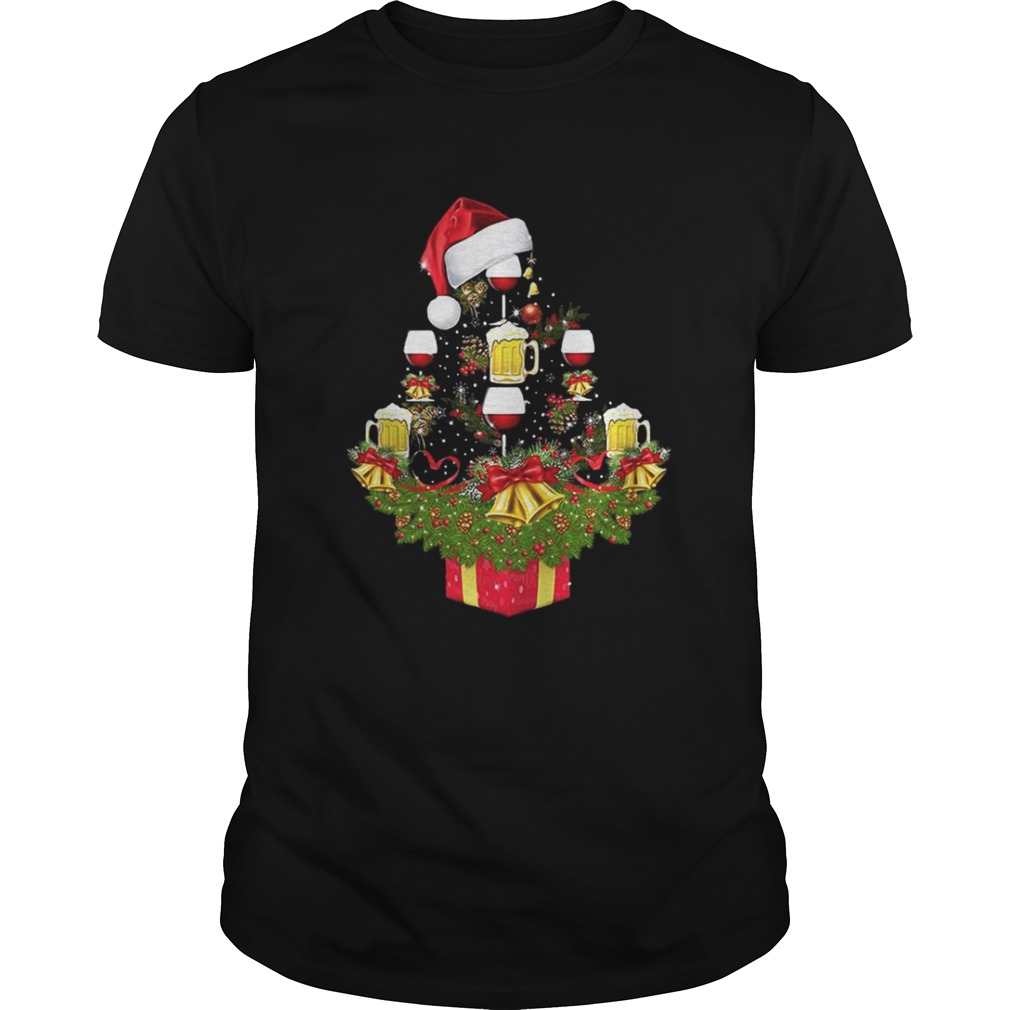 Beer and wine Christmas tree shirt