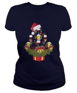 Beer and wine Christmas tree Ladies Tee