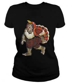 Bigfoot Turkey Thanksgiving Ladies Tee