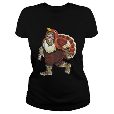 Bigfoot Turkey Thanksgiving Ladies Tee