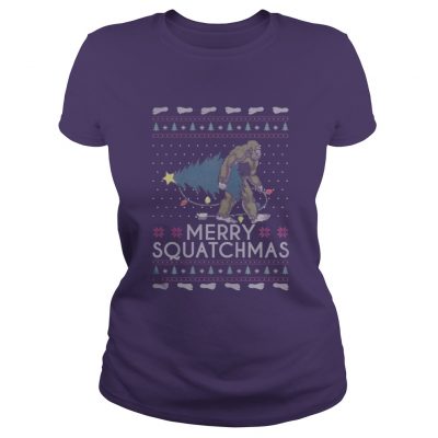 Bigfoot merry squatchmas christmas Ladies Tee