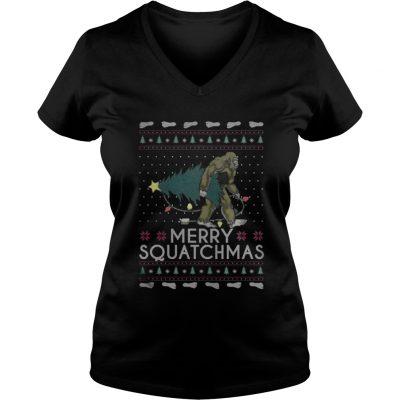 Bigfoot merry squatchmas christmas VNeck