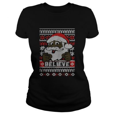 Black Santa Ugly Christmas TShirt Ladies tee