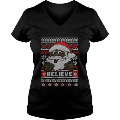 Black Santa Ugly Christmas TShirt VNeck