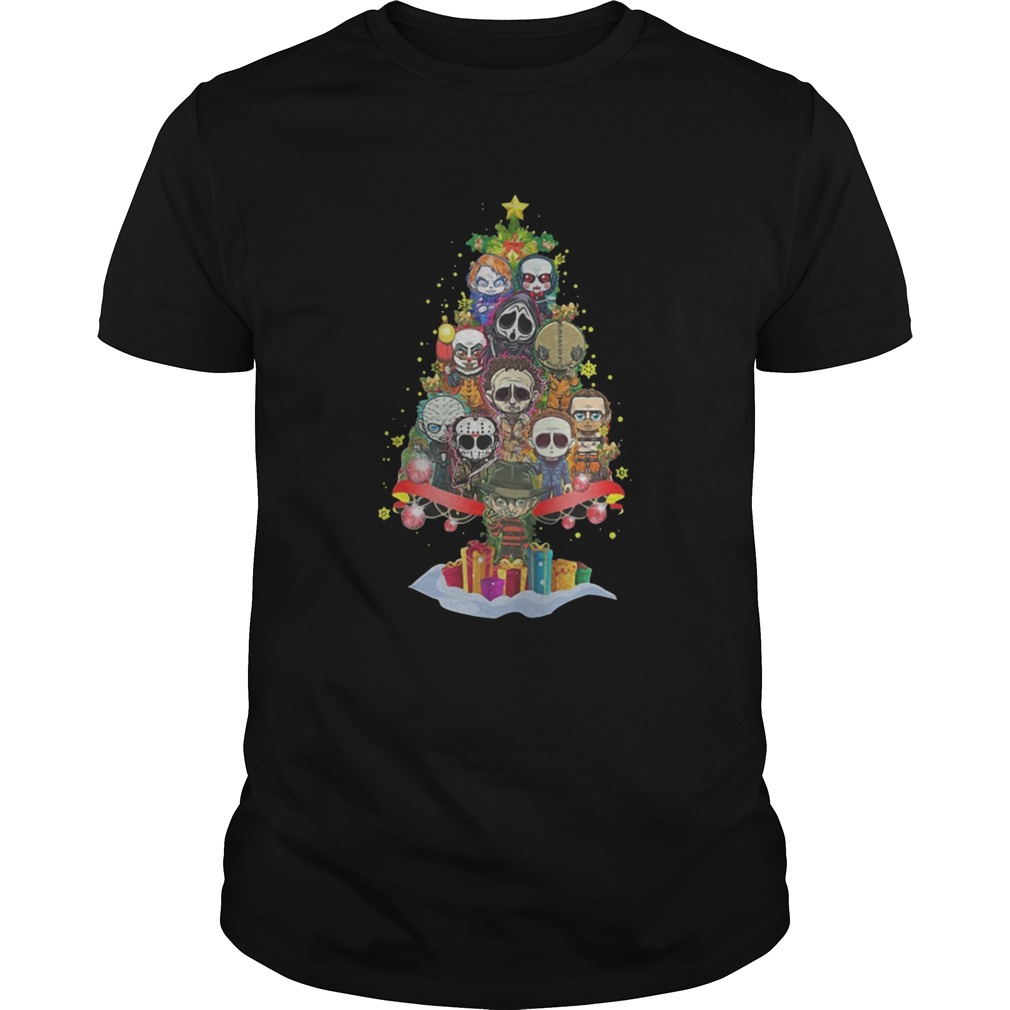 Chibi horror movie characters christmas tree shirt