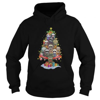 Chibi horror movie characters christmas tree Hoodie