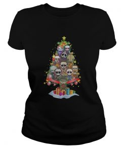 Chibi horror movie characters christmas tree Ladies Tee