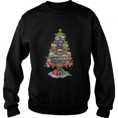 Chibi horror movie characters christmas tree Sweatshirt