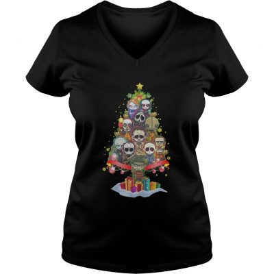 Chibi horror movie characters christmas tree VNeck