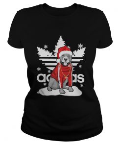 Christmas Pit Bull Santa Adidas Ladies Tee