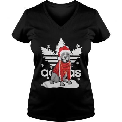 Christmas Pit Bull Santa Adidas VNeck