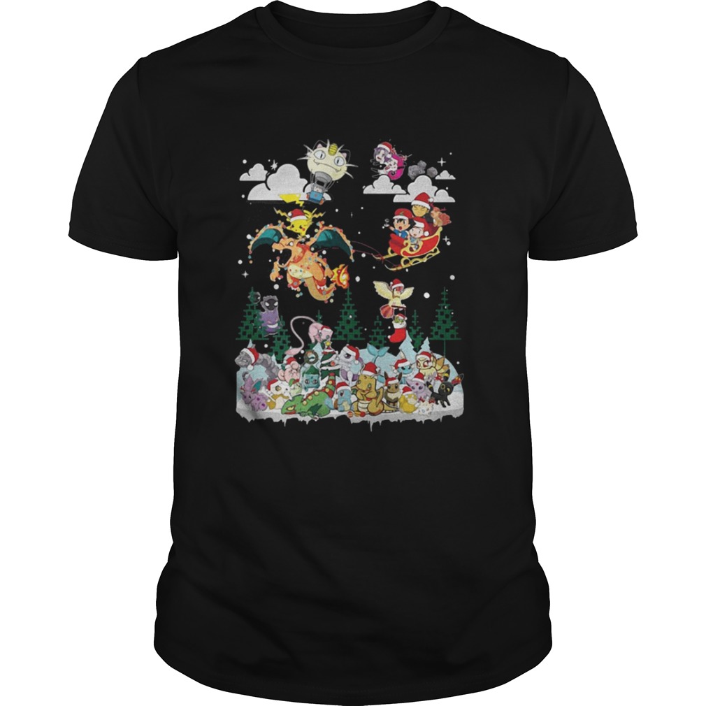 Christmas Santa Charizard and Pikachu Sleigh Pokemon shirt