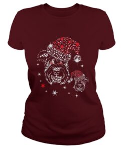 Christmas Schnauzer Dog Santa Hat Diamond Ladies Tee