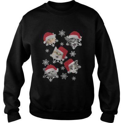 Christmas Snow cat emotion Santa hat Sweatshirt