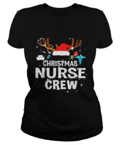 Christmas nurse crew Hat Santa Reindeer Ladies Tee