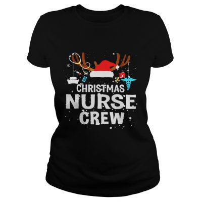 Christmas nurse crew Hat Santa Reindeer Ladies Tee