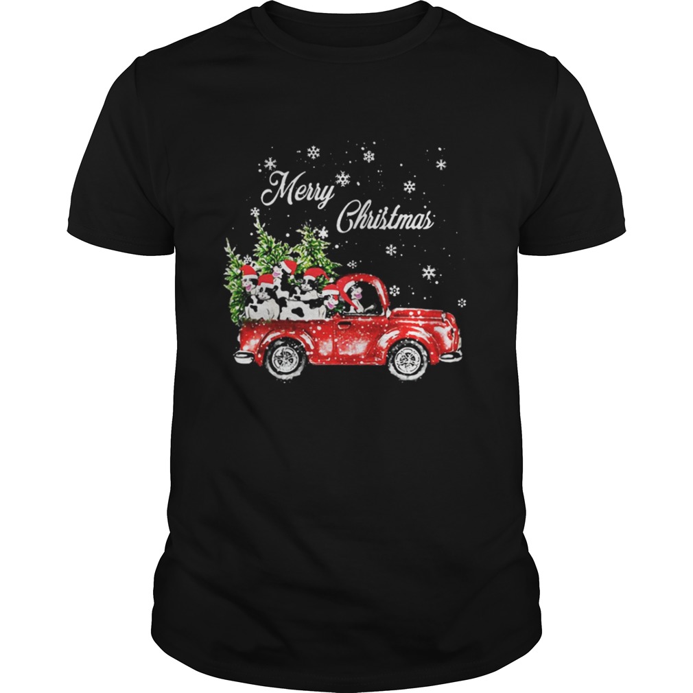 Cow drives truck merry Christmas shirt