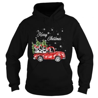 Cow drives truck merry Christmas Hoodie