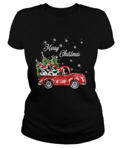 Cow drives truck merry Christmas Ladies Tee