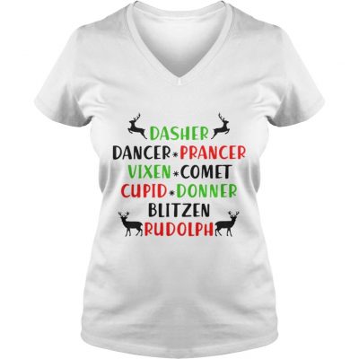 Dasher Dancer Prancer Vixen Comet Cupid Donner Blitzen Rudolph VNeck