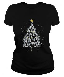 Dog Husky Christmas Tree Ladies Tee