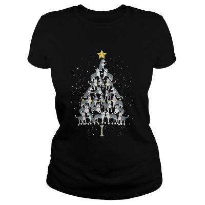 Dog Husky Christmas Tree Ladies Tee