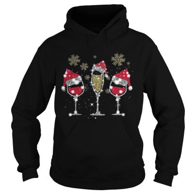 Drink wine diamond Santa hat Merry Christ Hoodie