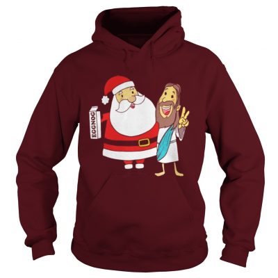 Eggnog Santa And Jesus Christmas Hoodie