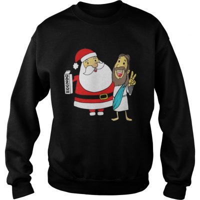 Eggnog Santa And Jesus Christmas Sweatshirt