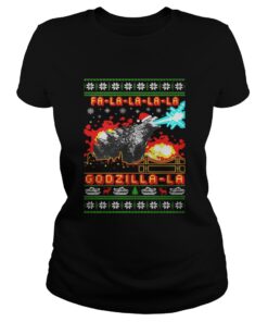 Fa La La La La Godzilla La Christmas Ugly Ladies Tee