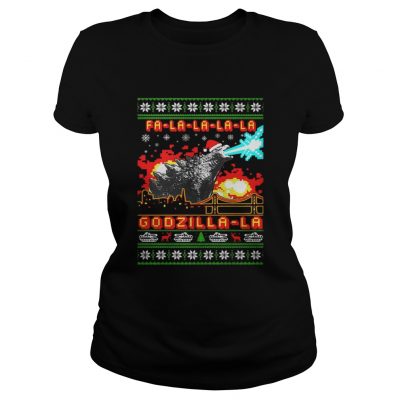 Fa La La La La Godzilla La Christmas Ugly Ladies Tee