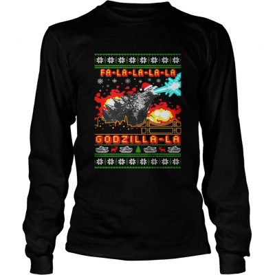 Fa La La La La Godzilla La Christmas Ugly Longsleeve Tee