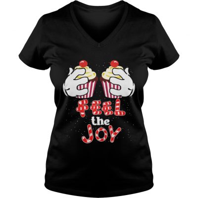 Feel The Joy Funny Cupcake Christmas VNeck