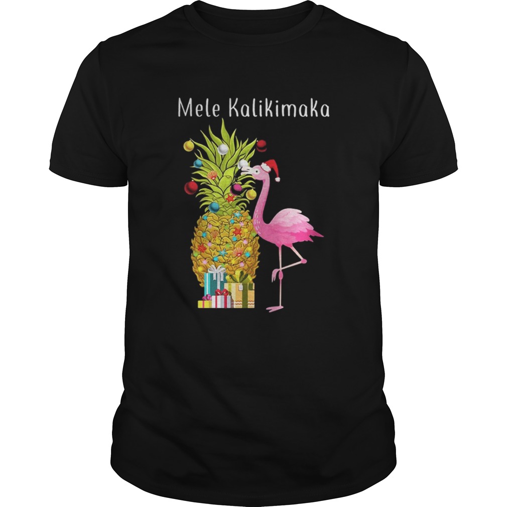 Flamingo peneapple Christmas tree Mele Kalikimaka shirt