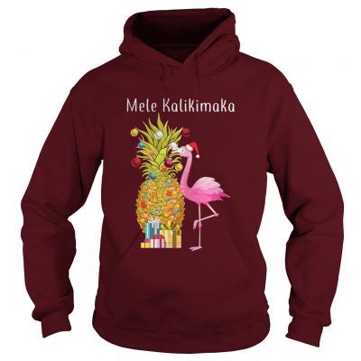 Flamingo peneapple Christmas tree Mele Kalikimaka Hoodie