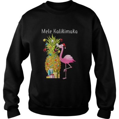 Flamingo peneapple Christmas tree Mele Kalikimaka Sweatshirt