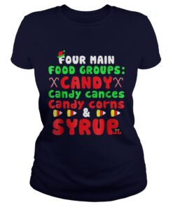 Four Main Food Groups Elf Buddy Christmas Pajama Ladies Tee